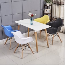 Комплект кухонный: Стол обеденный Нури SDM квадратный 80х80 см, белый + 4 Разноцветных кресла Тауэр Вуд SDM, пластик (hub_WRAR72874)